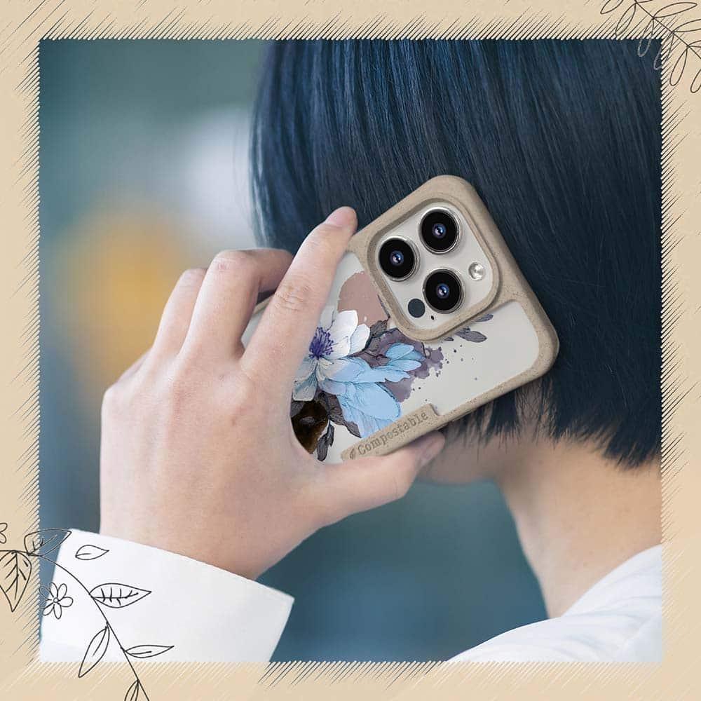 iPhone16/iPhone16e/iPhone16 Pro 花柄 コンポスケース ニュアンス・ペールブルー | 7枚目