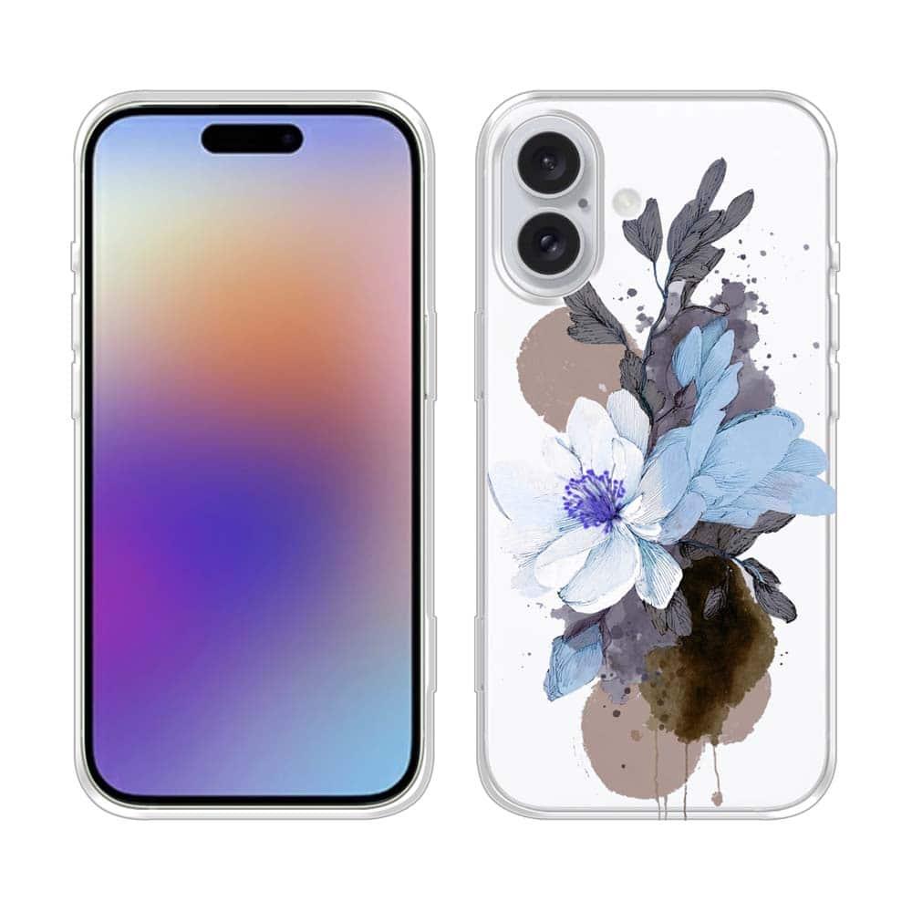 iPhone17/iPhoneAir/iPhone17Pro 花柄 全機種対応☆TPUケース ニュアンス・ペールブルー | 2枚目