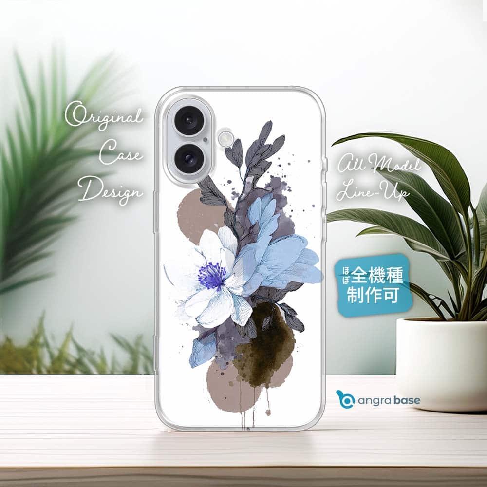 iPhone17/iPhoneAir/iPhone17Pro 花柄 全機種対応☆TPUケース ニュアンス・ペールブルー