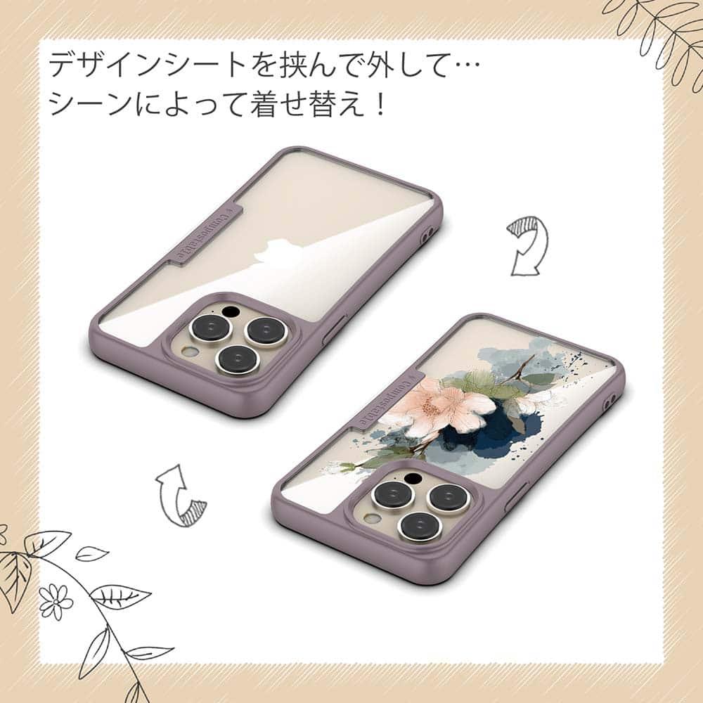 iPhone16/iPhone16e/iPhone16 Pro 花柄 コンポスケース ニュアンス・パウダーピンク | 5枚目