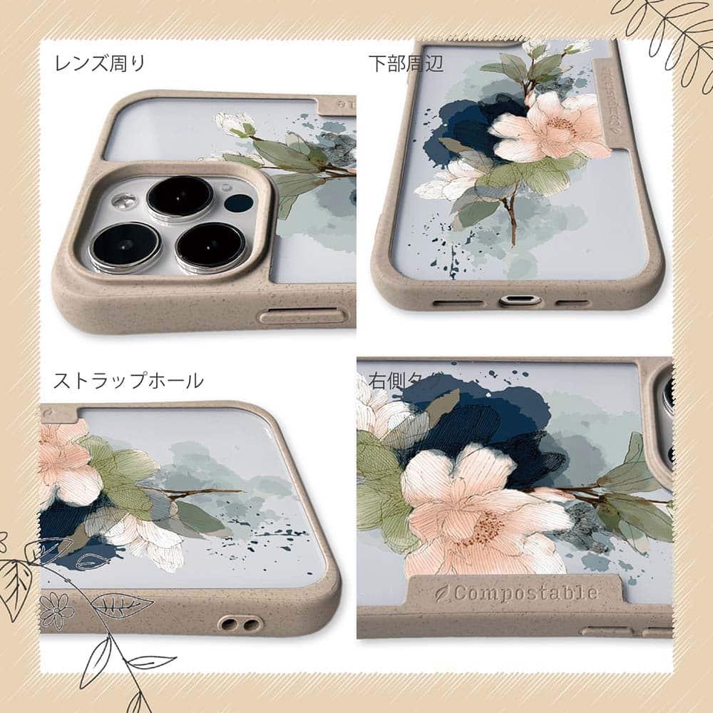 iPhone16/iPhone16e/iPhone16 Pro 花柄 コンポスケース ニュアンス・パウダーピンク | 6枚目