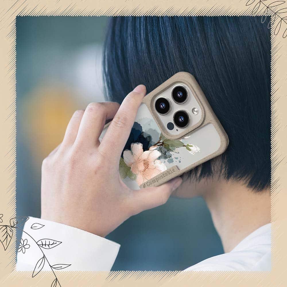 iPhone16/iPhone16e/iPhone16 Pro 花柄 コンポスケース ニュアンス・パウダーピンク | 7枚目