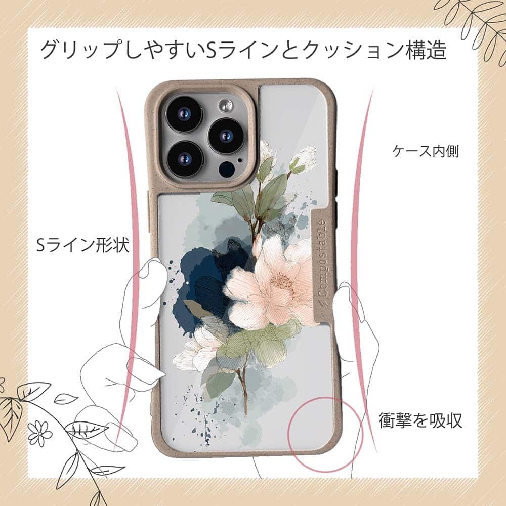 iPhone16/iPhone16e/iPhone16 Pro 花柄 コンポスケース ニュアンス・パウダーピンク | 8枚目