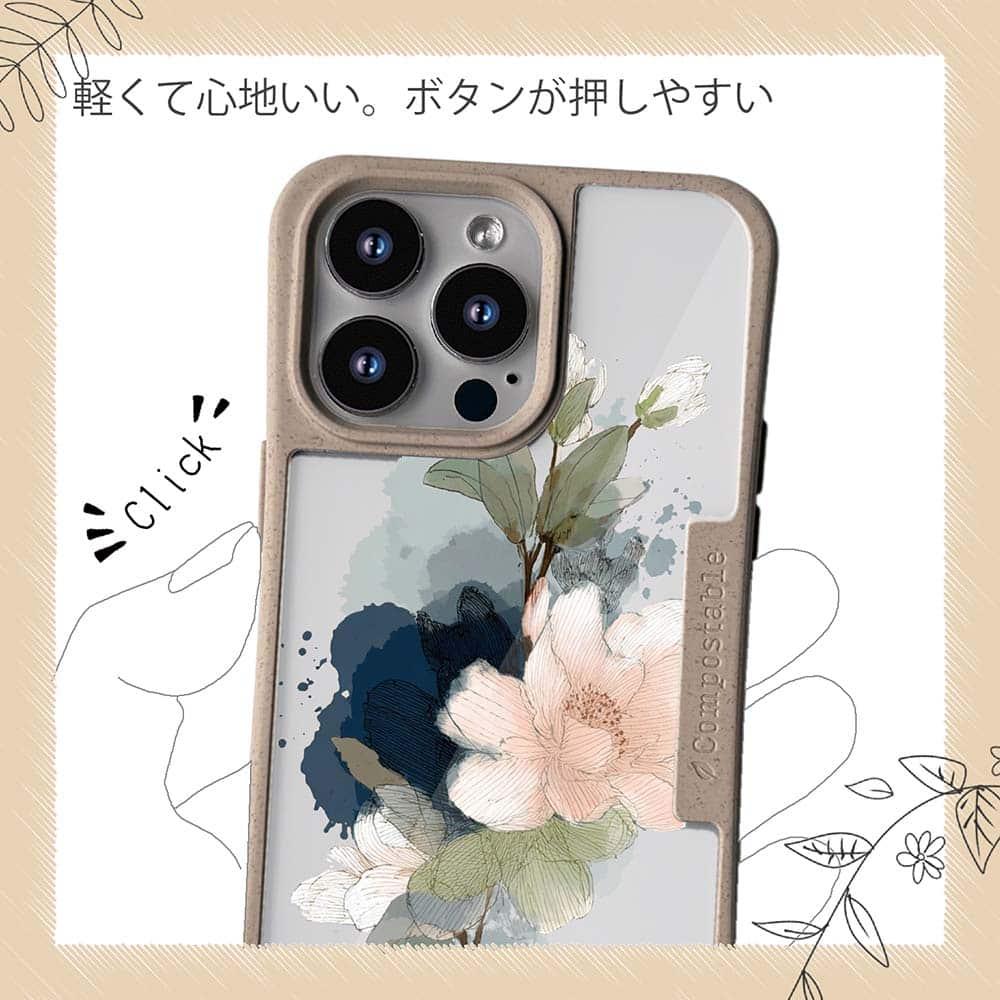 iPhone16/iPhone16e/iPhone16 Pro 花柄 コンポスケース ニュアンス・パウダーピンク | 10枚目