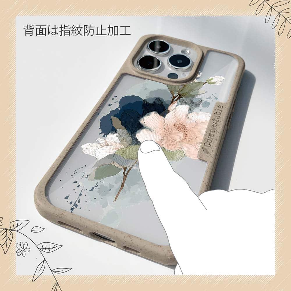 iPhone16/iPhone16e/iPhone16 Pro 花柄 コンポスケース ニュアンス・パウダーピンク | 13枚目