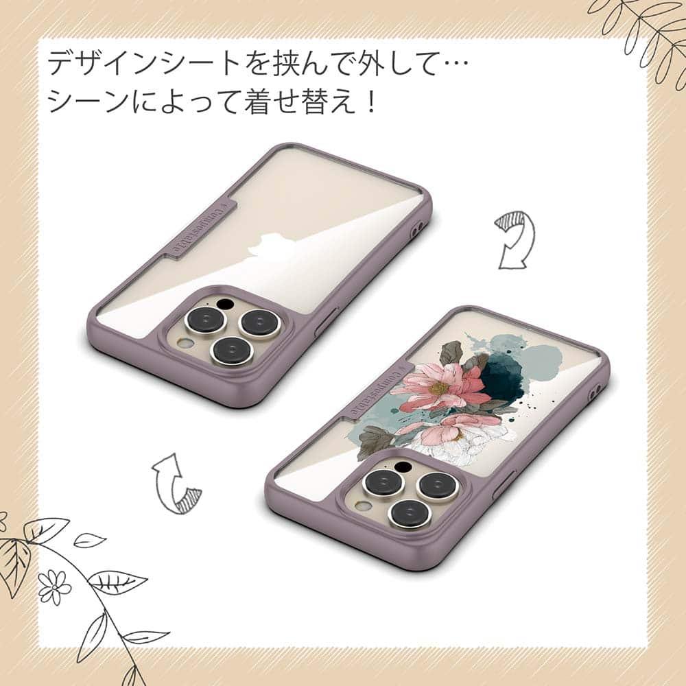 iPhone16/iPhone16e/iPhone16 Pro 花柄 コンポスケース ニュアンス・ピンク | 5枚目