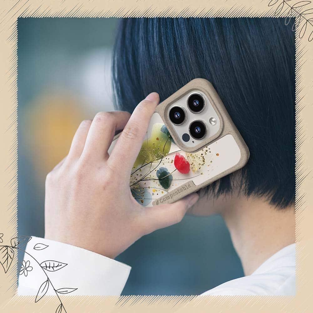 iPhone16/iPhone16e/iPhone16 Pro 花柄 コンポスケース オイルペイント 金糸のスピカ | 7枚目