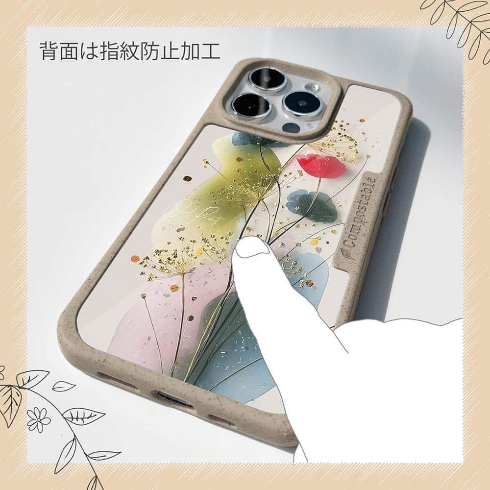 iPhone16/iPhone16e/iPhone16 Pro 花柄 コンポスケース オイルペイント 金糸のスピカ | 13枚目