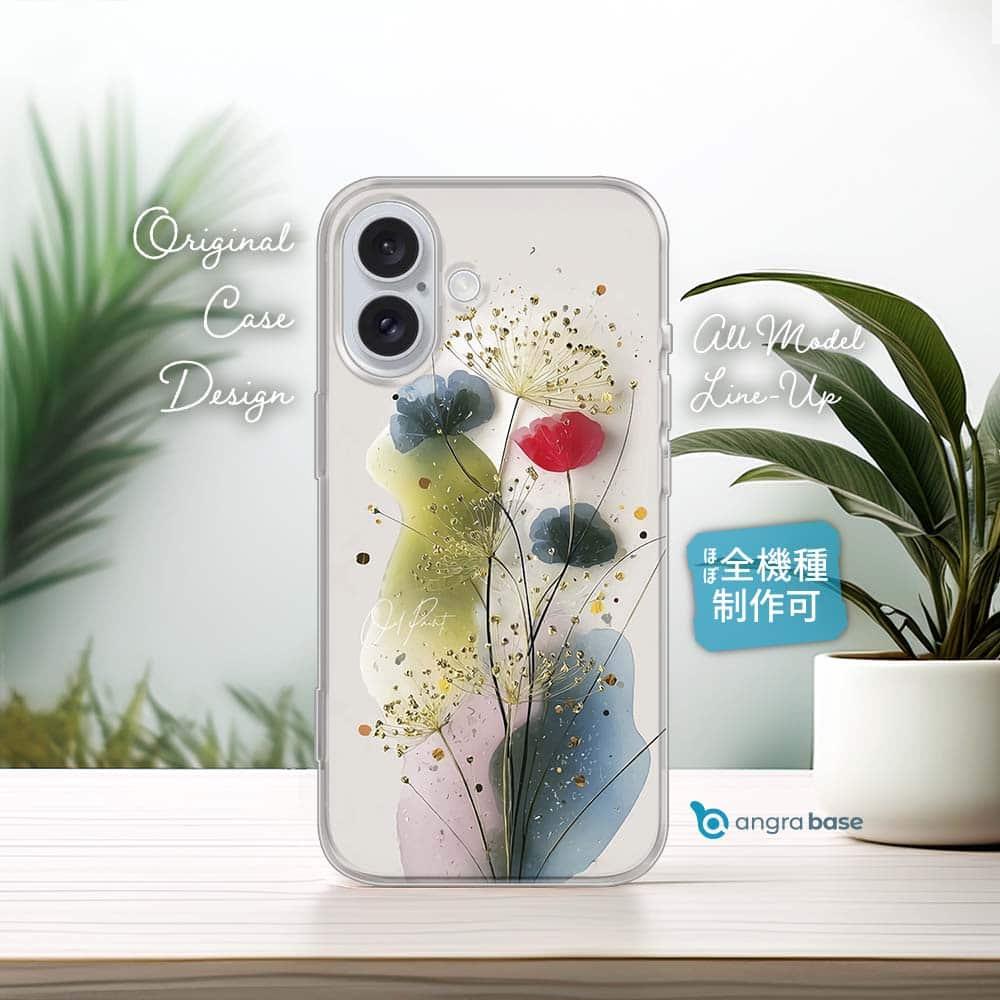 iPhone17/iPhoneAir 花柄 全機種対応☆TPUケース オイルペイント 金糸のスピカ