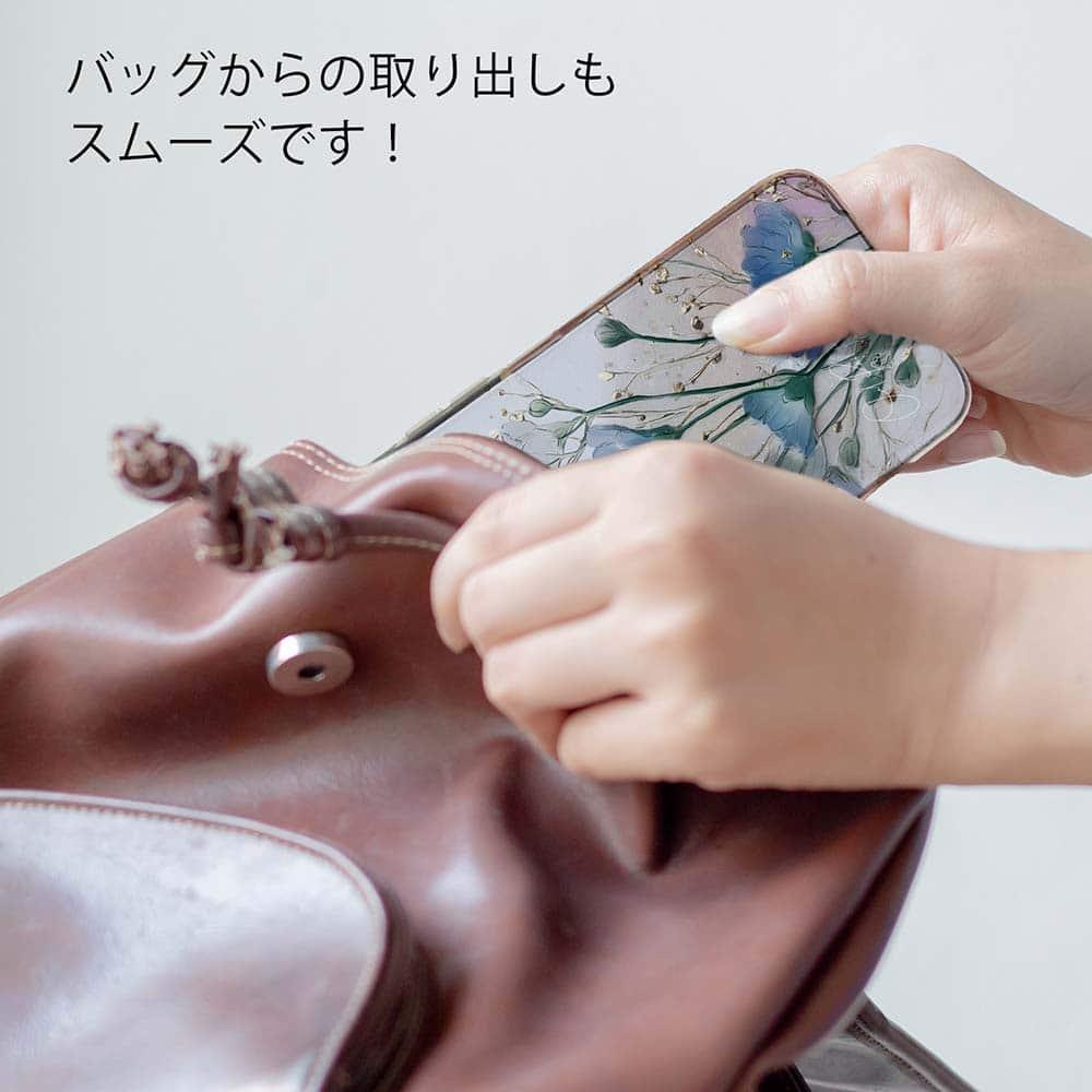 iPhone17/iPhoneAir/iPhone17Pro 花柄 全機種対応☆TPUケース オイルペイント 青と金 | 8枚目