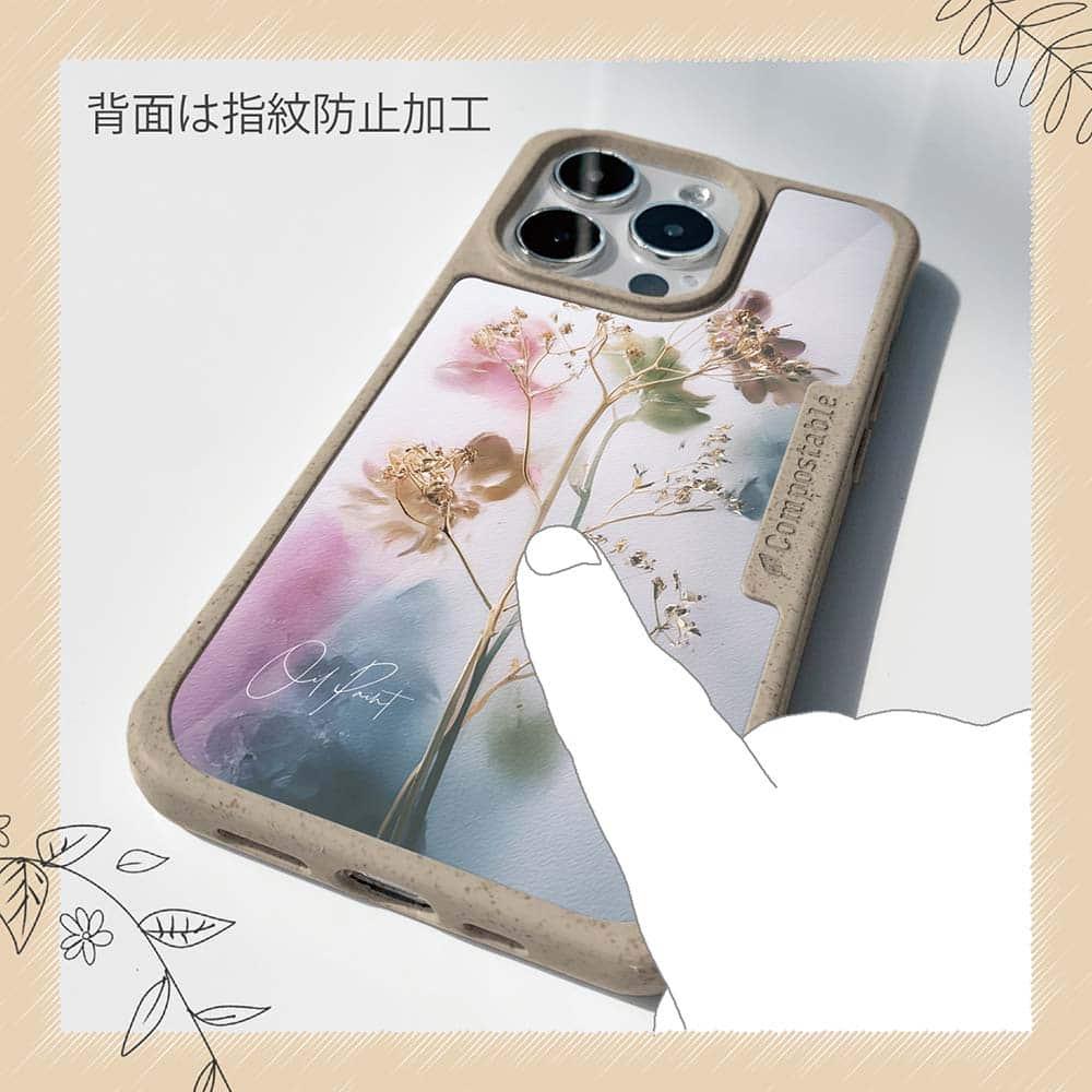 iPhone16/iPhone16e/iPhone16 Pro 花柄 コンポスケース オイルペイント 光の記憶 | 13枚目