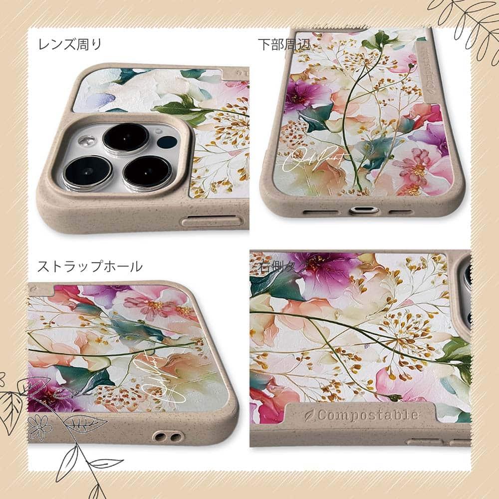 iPhone16/iPhone16e/iPhone16 Pro/iPhone15 花柄 コンポスケース マゼンタの奔流 | 6枚目