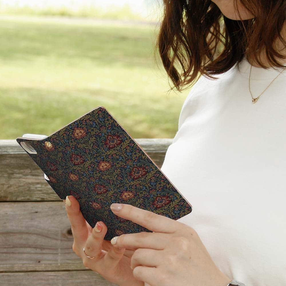 iPhone17/iPhoneAir  全機種対応☆手帳型 リバティの大花柄風 アンジェリカ・ガーラ | 9枚目