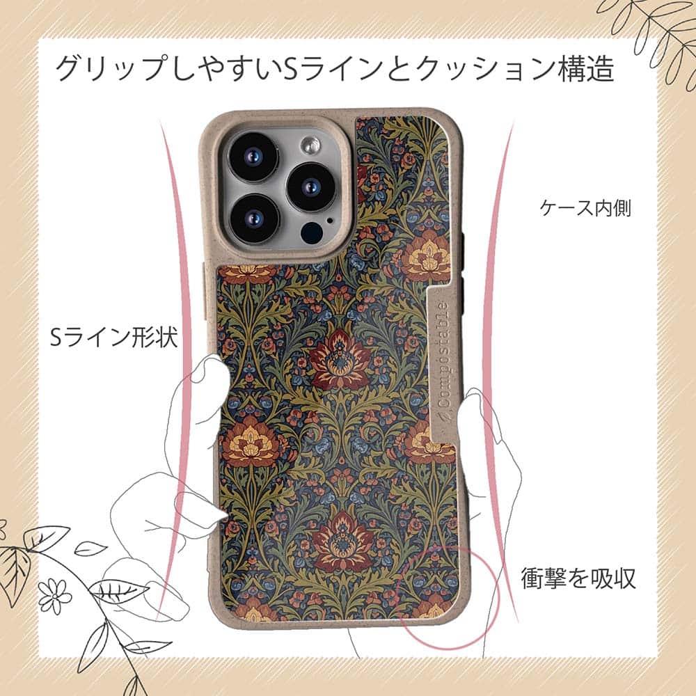 iPhone16/iPhone16e 花柄 コンポスケース リバティの大花柄風 アンジェリカ・ガーラ | 8枚目