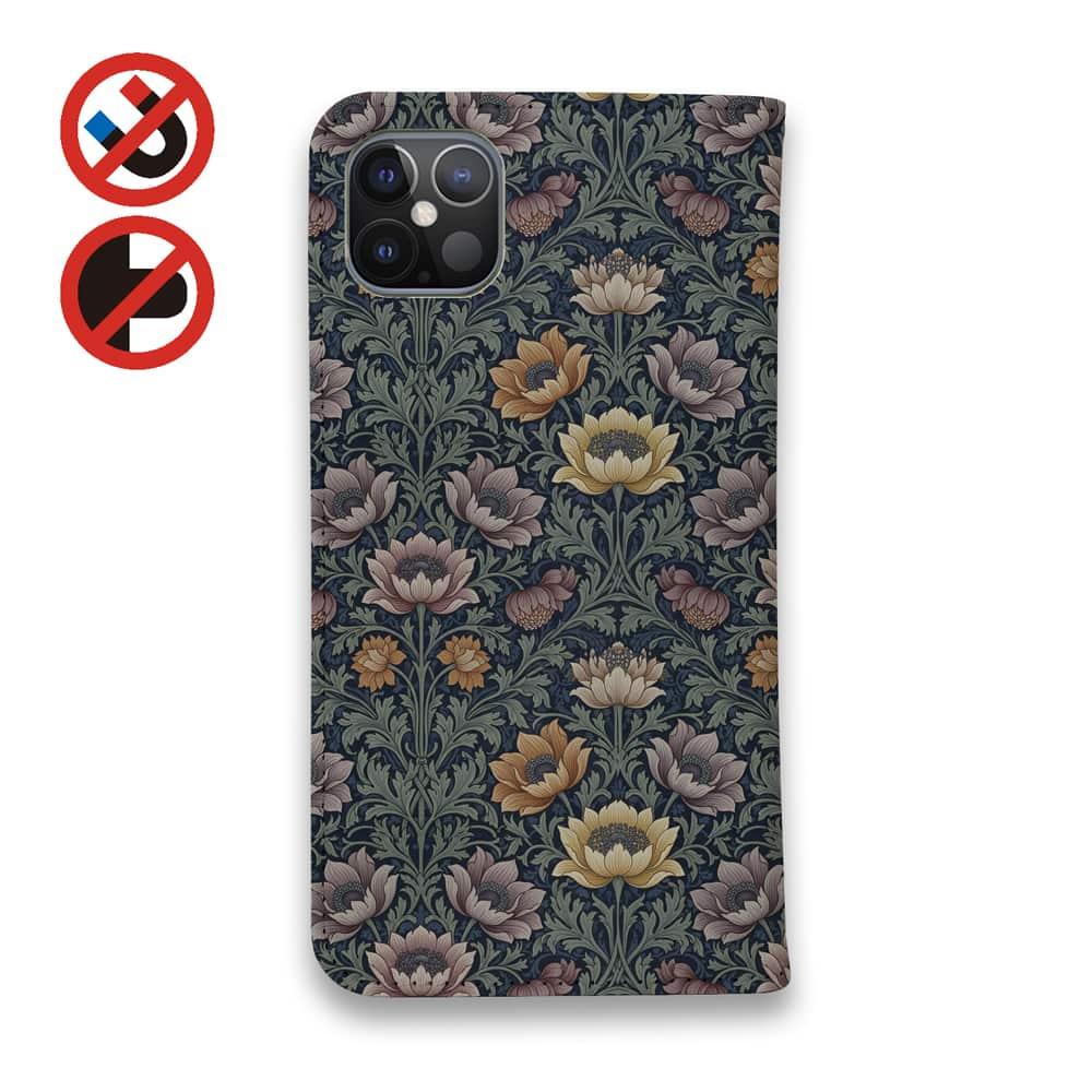 iPhone17/iPhoneAir 花柄 全機種対応☆手帳型ベルトなし リバティの大花柄風 スモール・スザンナ | 3枚目