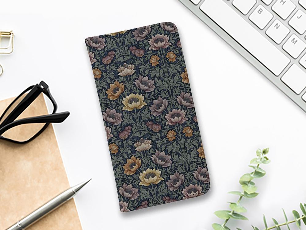 iPhone17/iPhoneAir 花柄 全機種対応☆手帳型ベルトなし リバティの大花柄風 スモール・スザンナ | 1枚目