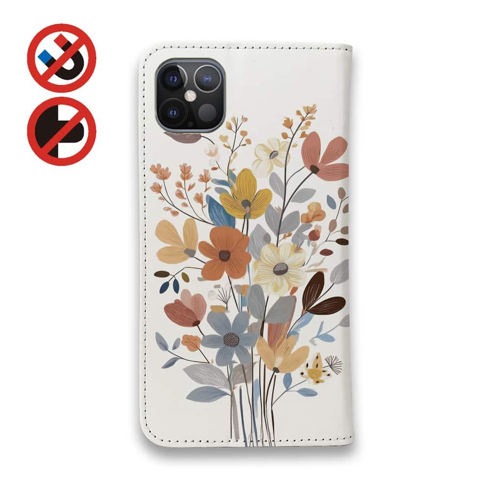 iPhone17/iPhoneAir/iPhone17Pro 花柄 全機種対応☆手帳型ベルトなし 北欧パステルカラーの花 | 3枚目