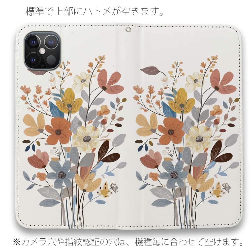 iPhone17/iPhoneAir/iPhone17Pro 花柄 全機種対応☆手帳型ベルトなし 北欧パステルカラーの花 | 4枚目