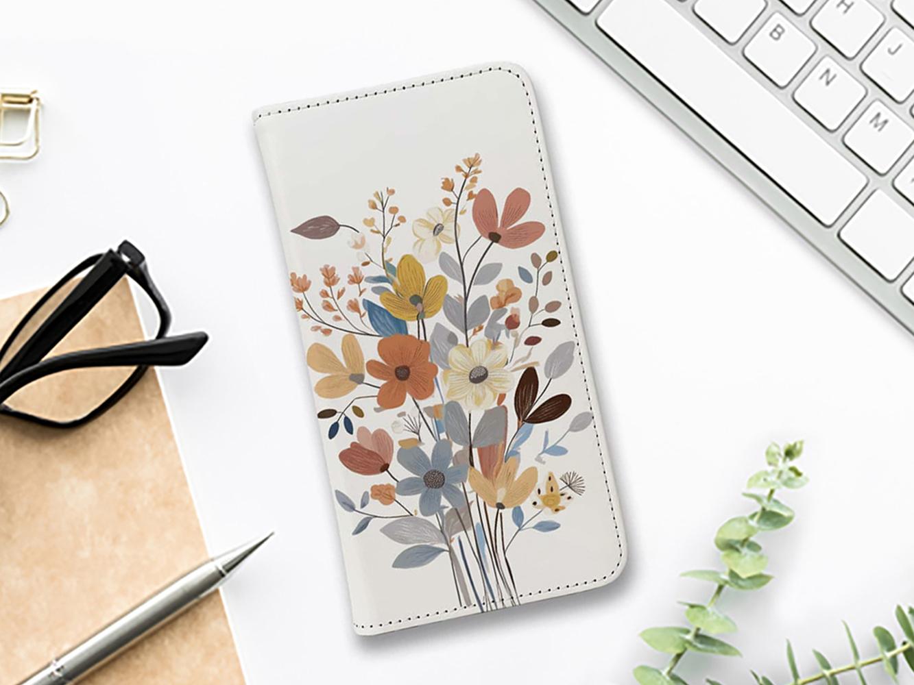 iPhone17/iPhoneAir/iPhone17Pro 花柄 全機種対応☆手帳型ベルトなし 北欧パステルカラーの花 | 1枚目