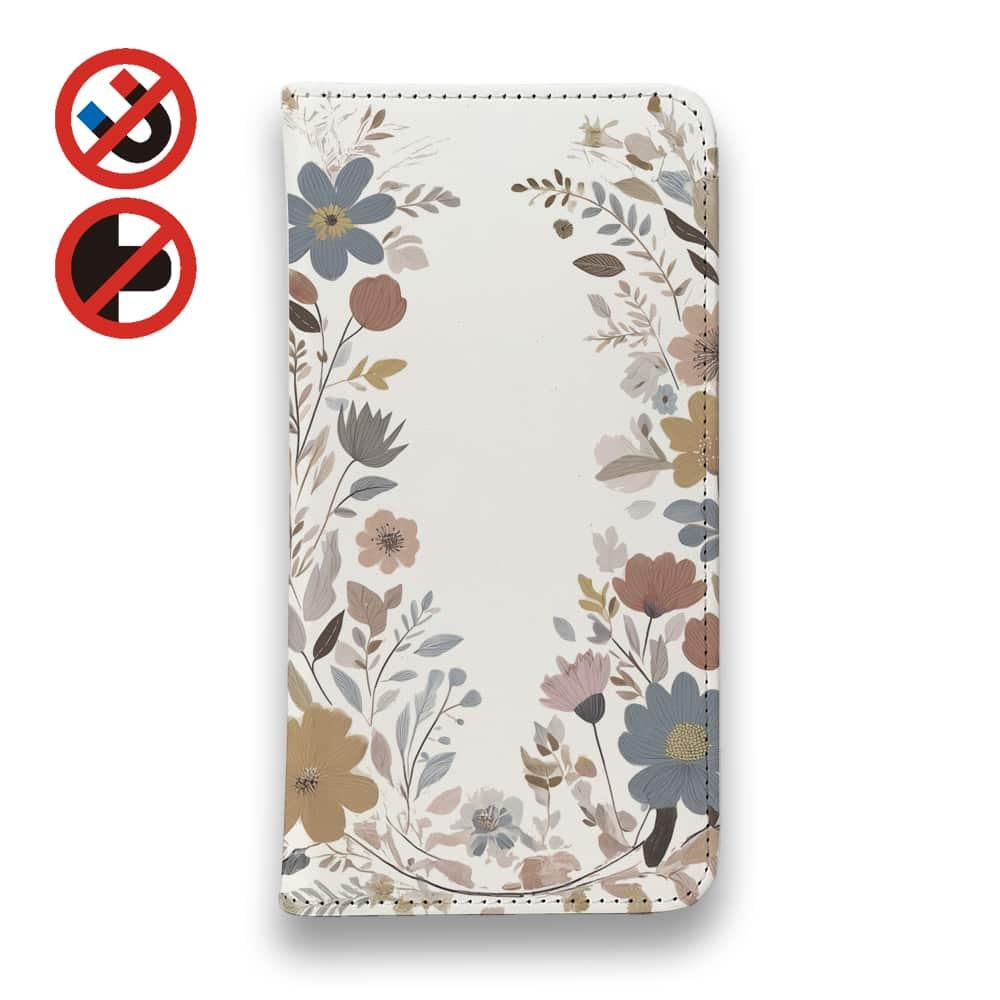 iPhone17/iPhoneAir/iPhone17Pro 花柄 全機種対応☆手帳型ベルトなし 北欧くすみカラーの花 | 2枚目