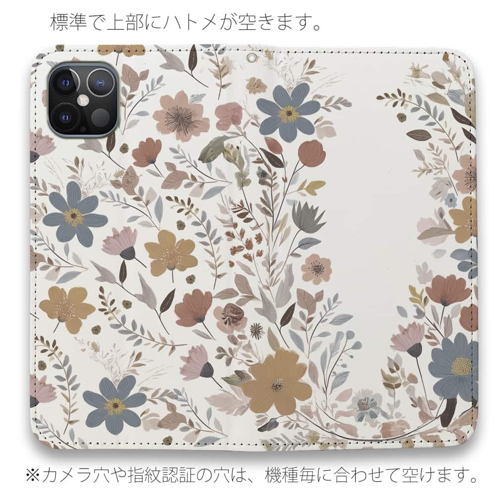 iPhone17/iPhoneAir/iPhone17Pro 花柄 全機種対応☆手帳型ベルトなし 北欧くすみカラーの花 | 4枚目
