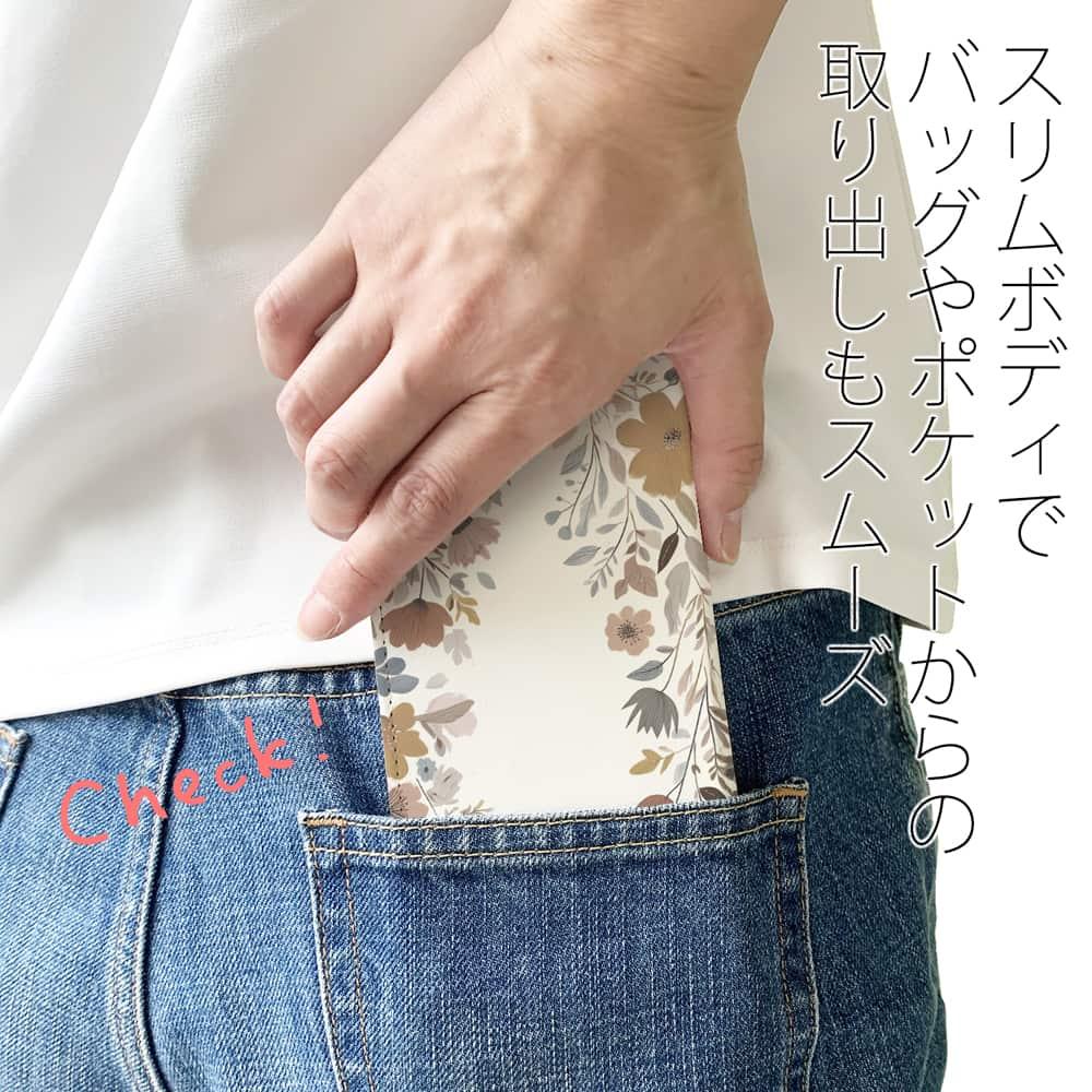 iPhone17/iPhoneAir/iPhone17Pro 花柄 全機種対応☆手帳型ベルトなし 北欧くすみカラーの花 | 8枚目