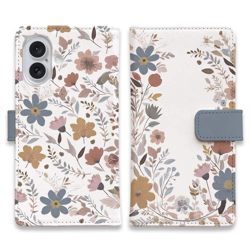 iPhone17/iPhoneAir/iPhone17Pro  全機種対応☆手帳型 北欧くすみカラーの花 | 2枚目