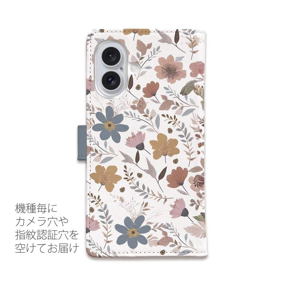 iPhone17/iPhoneAir/iPhone17Pro  全機種対応☆手帳型 北欧くすみカラーの花 | 4枚目