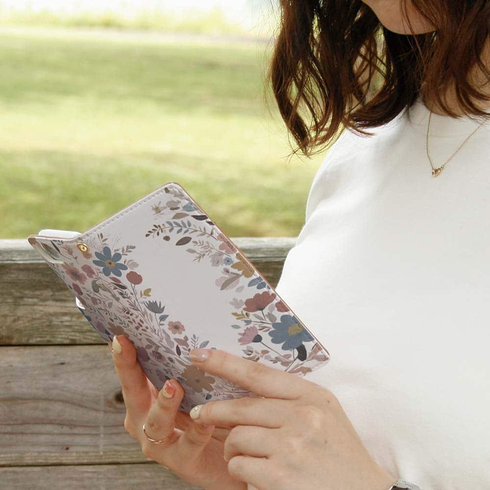 iPhone17/iPhoneAir/iPhone17Pro  全機種対応☆手帳型 北欧くすみカラーの花 | 9枚目