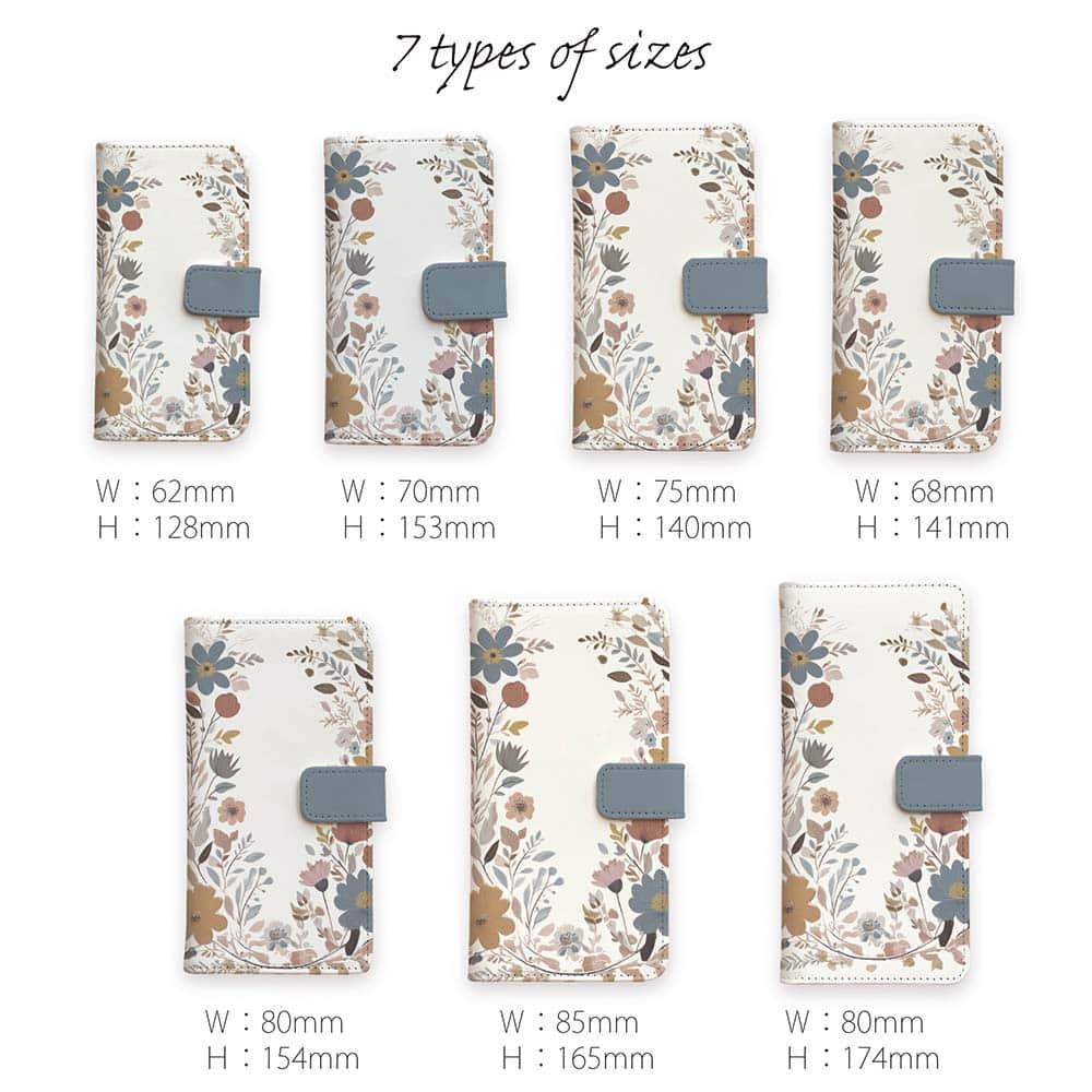 iPhone17/iPhoneAir/iPhone17Pro  全機種対応☆手帳型 北欧くすみカラーの花 | 10枚目