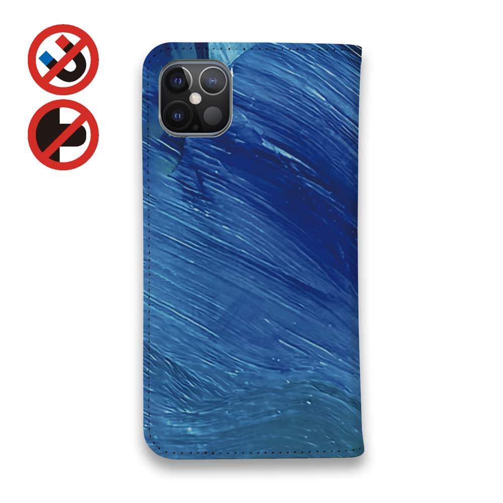 iPhone17/iPhoneAir 花柄 全機種対応☆手帳型ベルトなし Cobalt Splash | 3枚目