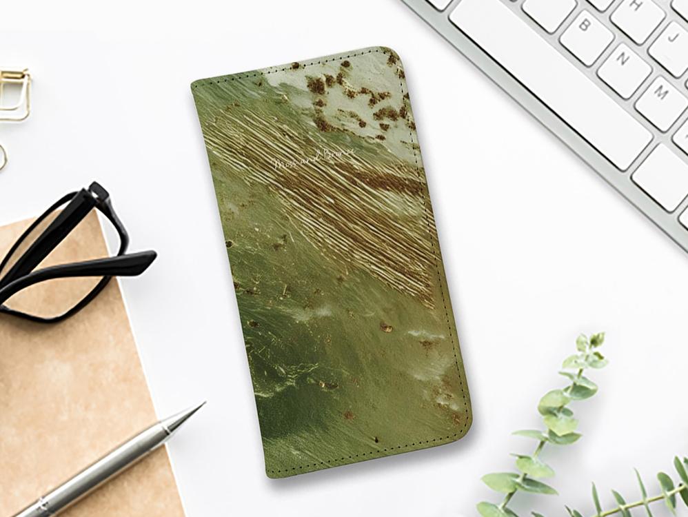 iPhone17/iPhoneAir 花柄 全機種対応☆手帳型ベルトなし Moss and Bronze