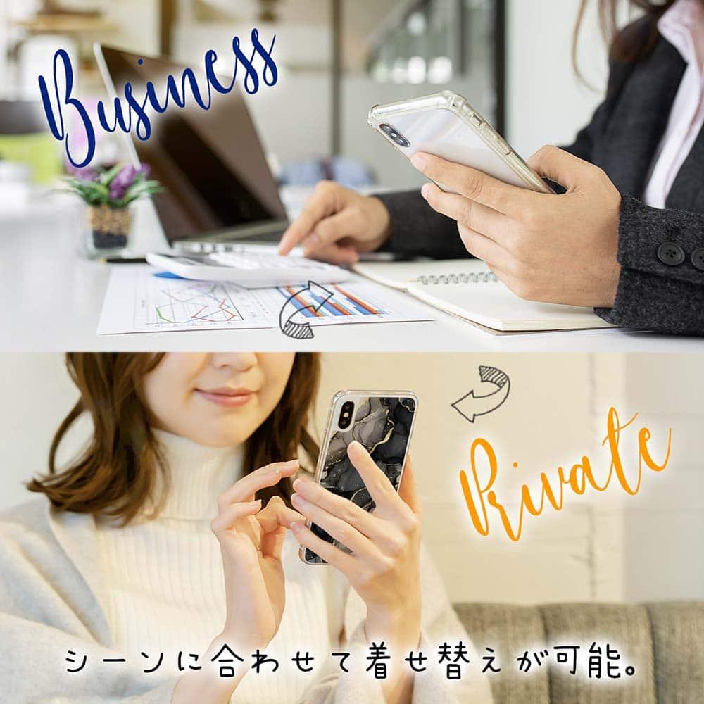 iPhone17 花柄 全機種対応☆【インナーシート/デザインシート】 くすみカラーマーブル調 ブラック＆ゴールド | 8枚目