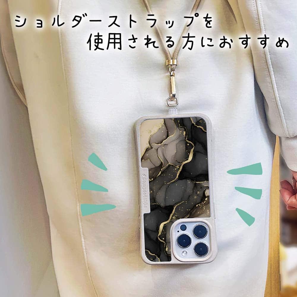 iPhone17 花柄 全機種対応☆【インナーシート/デザインシート】 くすみカラーマーブル調 ブラック＆ゴールド | 9枚目