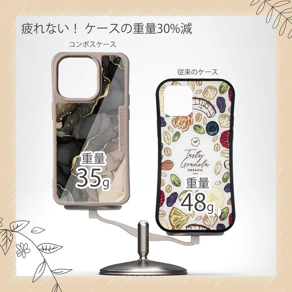 iPhone16/iPhone16e 花柄 コンポスケース くすみカラーマーブル調 ブラック＆ゴールド | 9枚目