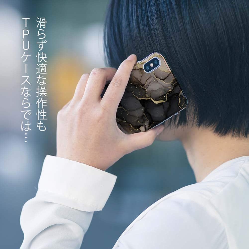 iPhone17/iPhoneAir 花柄 全機種対応☆TPUケース くすみカラーマーブル調 ブラック＆ゴールド | 7枚目