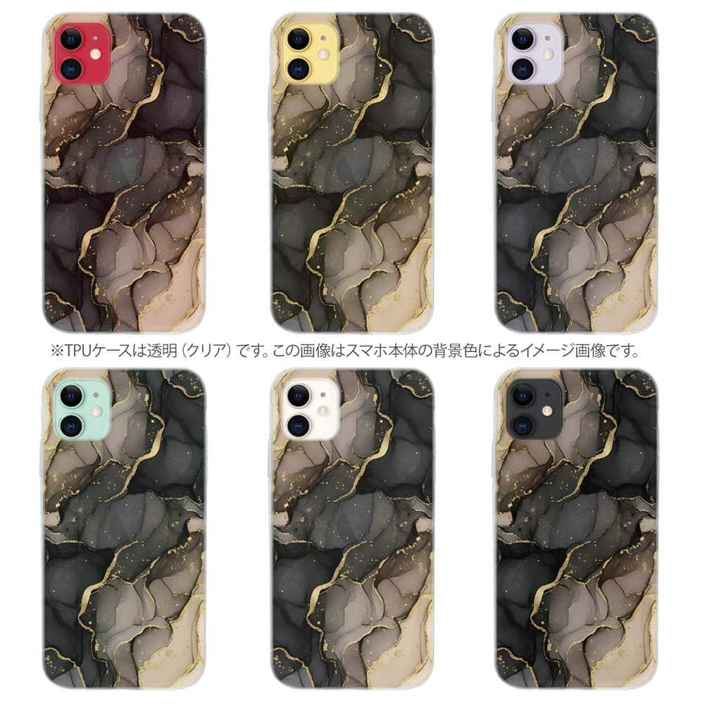iPhone17/iPhoneAir 花柄 全機種対応☆TPUケース くすみカラーマーブル調 ブラック＆ゴールド | 9枚目