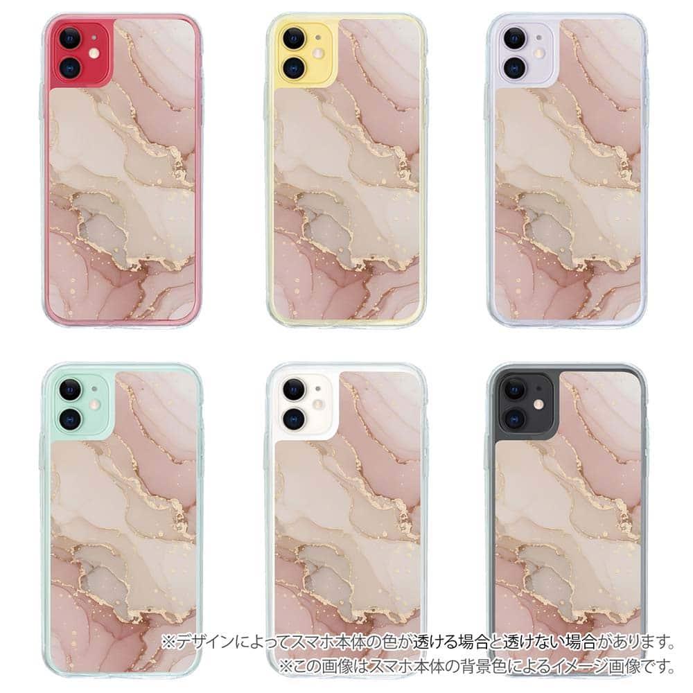 iPhone17 花柄 全機種対応☆【インナーシート/デザインシート】 くすみカラーマーブル調 ピンク＆ゴールド | 5枚目
