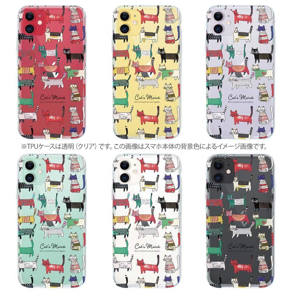 iPhone17/iPhoneAir/iPhone17Pro 花柄 全機種対応☆TPUケース 北欧デザイン 猫の行進 | 9枚目