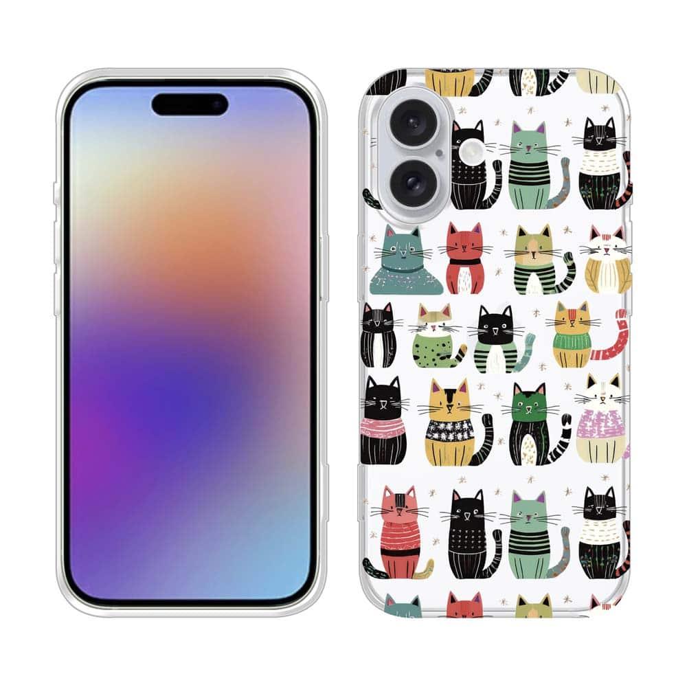 iPhone17/iPhoneAir/iPhone17Pro 花柄 全機種対応☆TPUケース 北欧デザイン いろいろな猫 | 2枚目