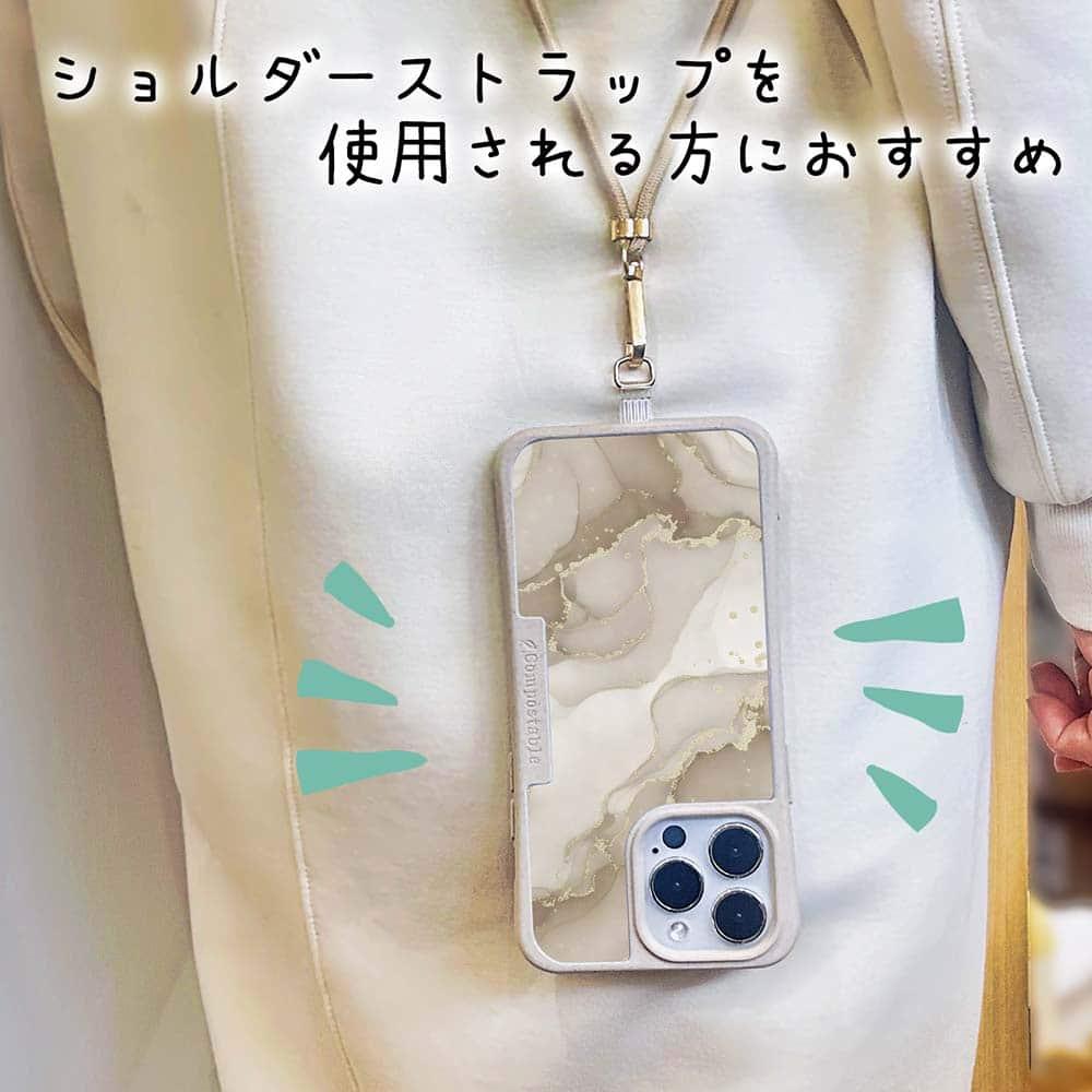 iPhone17 花柄 全機種対応☆【インナーシート/デザインシート】 くすみカラーマーブル調 ベージュ＆ゴールド | 9枚目