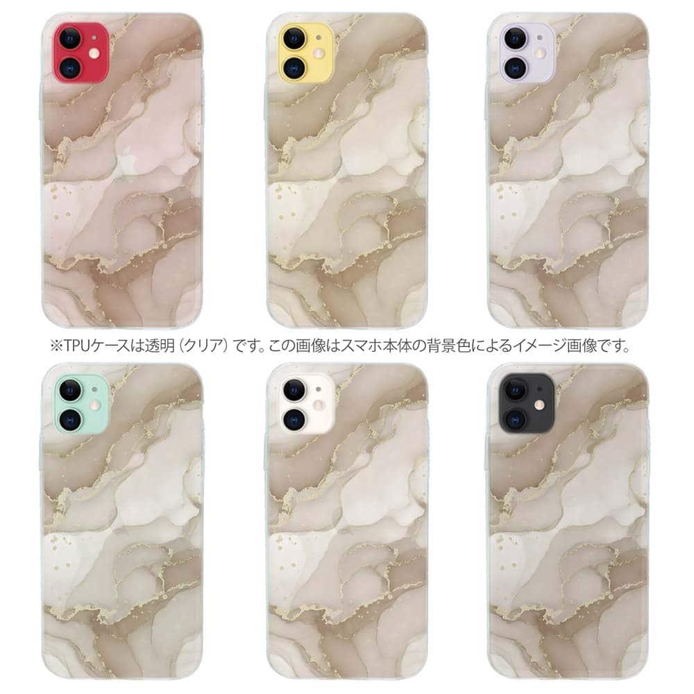 iPhone17/iPhoneAir 花柄 全機種対応☆TPUケース くすみカラーマーブル調 ベージュ＆ゴールド | 9枚目
