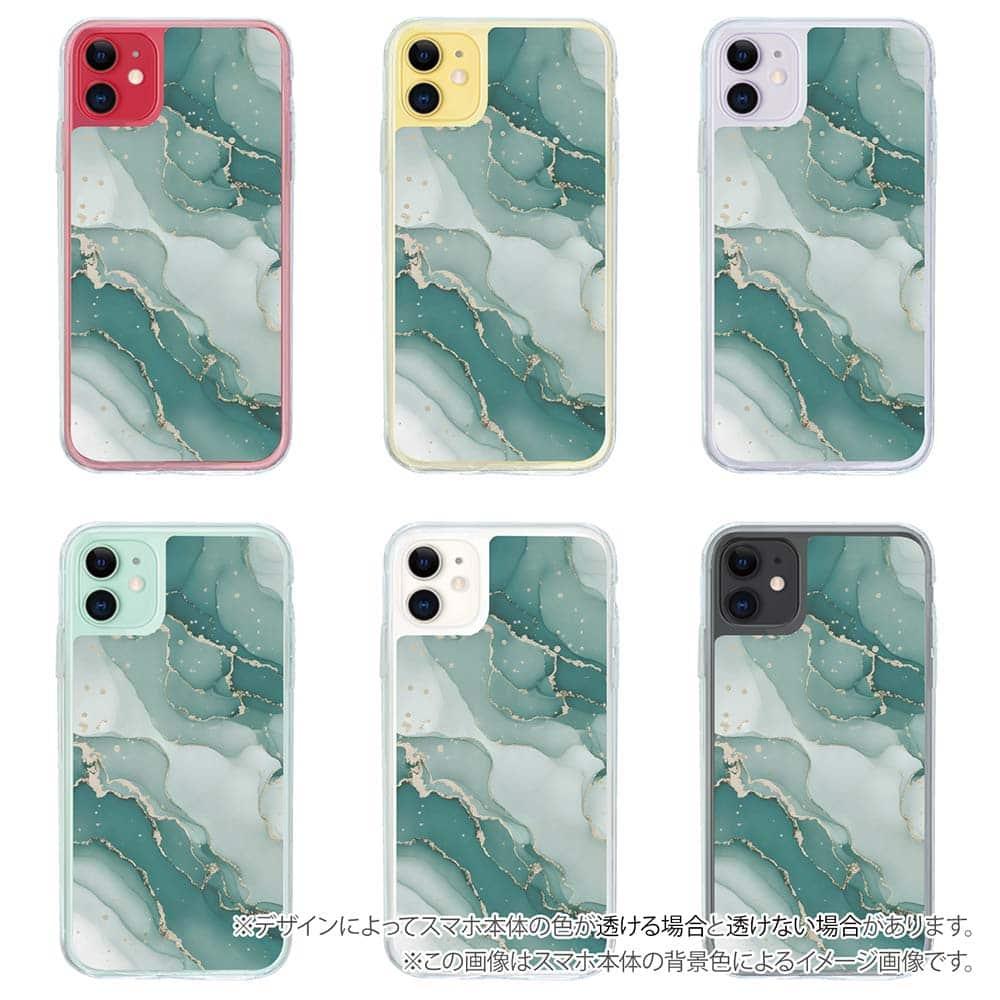 iPhone17 花柄 全機種対応☆【インナーシート/デザインシート】 くすみカラーマーブル調 グリーン＆ゴールド | 5枚目