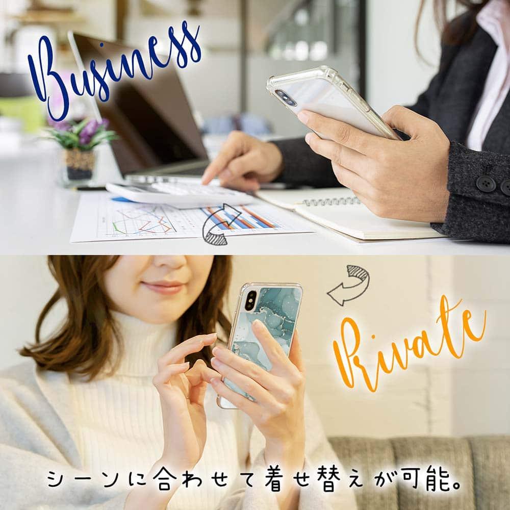 iPhone17 花柄 全機種対応☆【インナーシート/デザインシート】 くすみカラーマーブル調 グリーン＆ゴールド | 8枚目