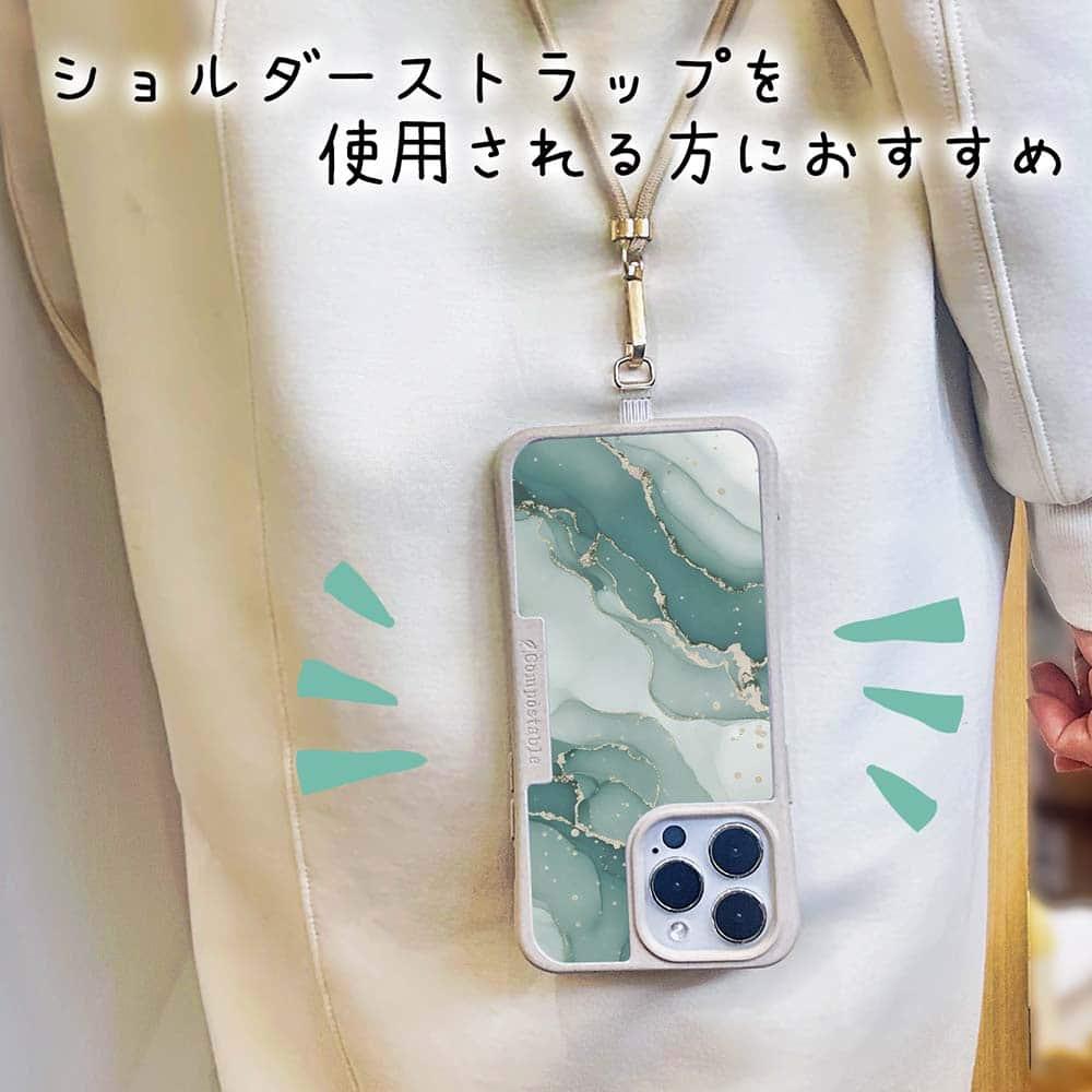 iPhone17 花柄 全機種対応☆【インナーシート/デザインシート】 くすみカラーマーブル調 グリーン＆ゴールド | 9枚目