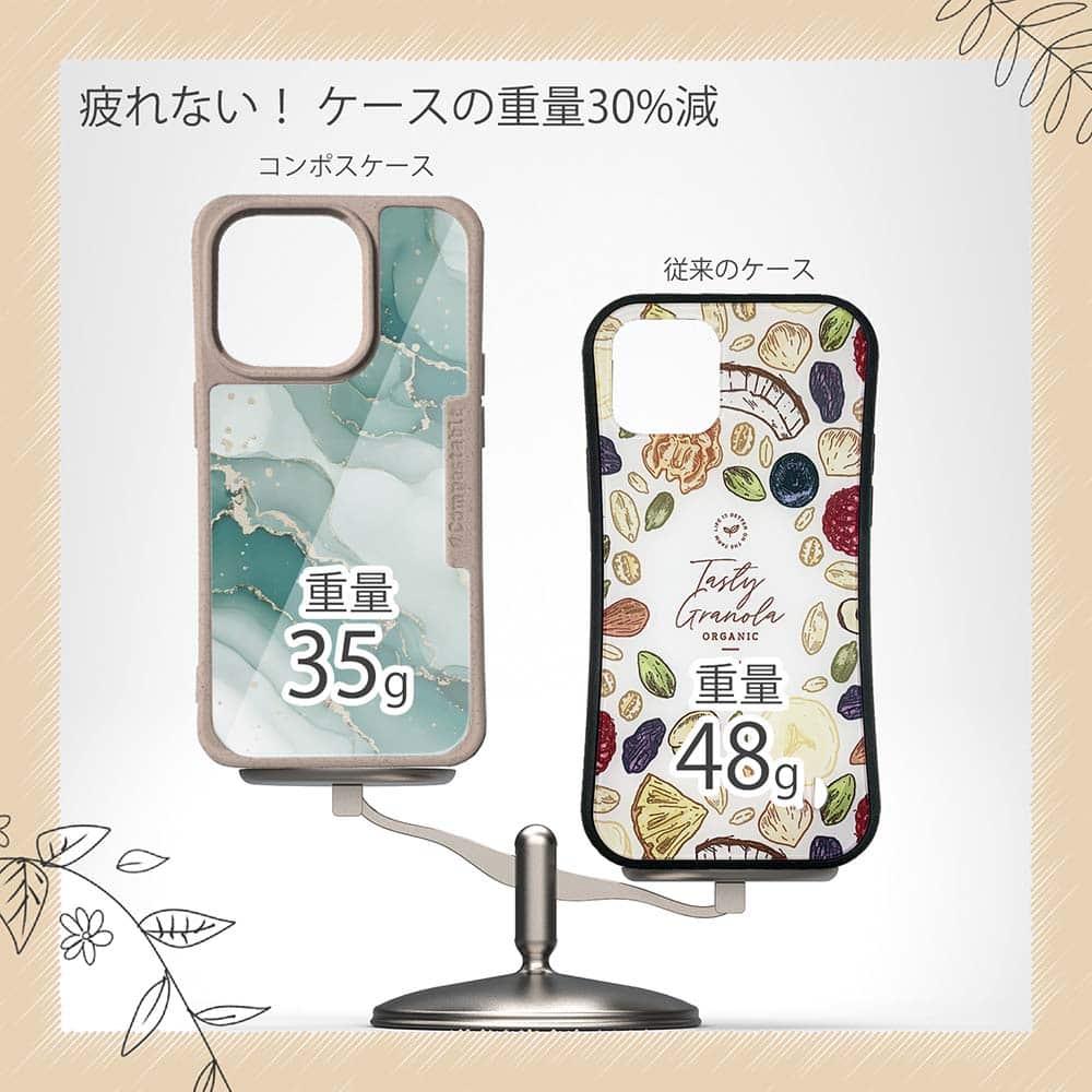 iPhone16/iPhone16e 花柄 コンポスケース くすみカラーマーブル調 グリーン＆ゴールド | 9枚目