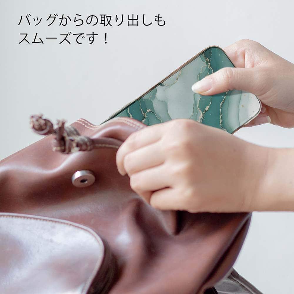 iPhone17/iPhoneAir 花柄 全機種対応☆TPUケース くすみカラーマーブル調 グリーン＆ゴールド | 8枚目