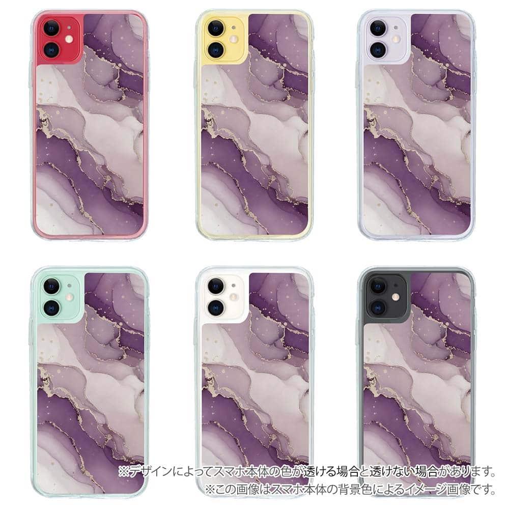 iPhone17 花柄 全機種対応☆【インナーシート/デザインシート】 くすみカラーマーブル調 パープル＆ゴールド | 5枚目