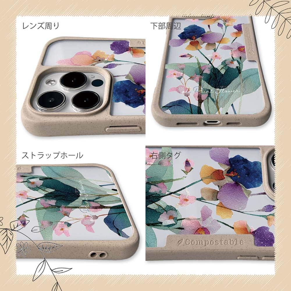 iPhone16/iPhone16e/iPhone16 Pro 花柄 コンポスケース くすみカラーFlower No2 | 6枚目