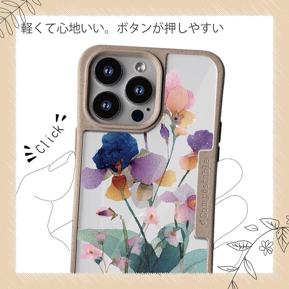 iPhone16/iPhone16e/iPhone16 Pro 花柄 コンポスケース くすみカラーFlower No2 | 10枚目